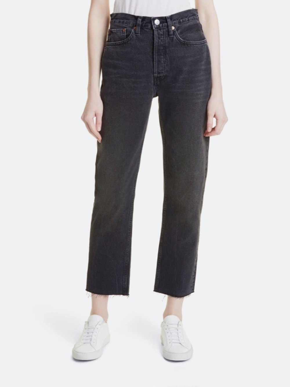 RE/DONE  70s stovepipe button fly jeans washed black denim XS S 25 26 27